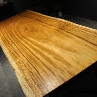 乌金木合金欢实木北欧美式工业风设计师办公桌书桌吧台无拼接家具
